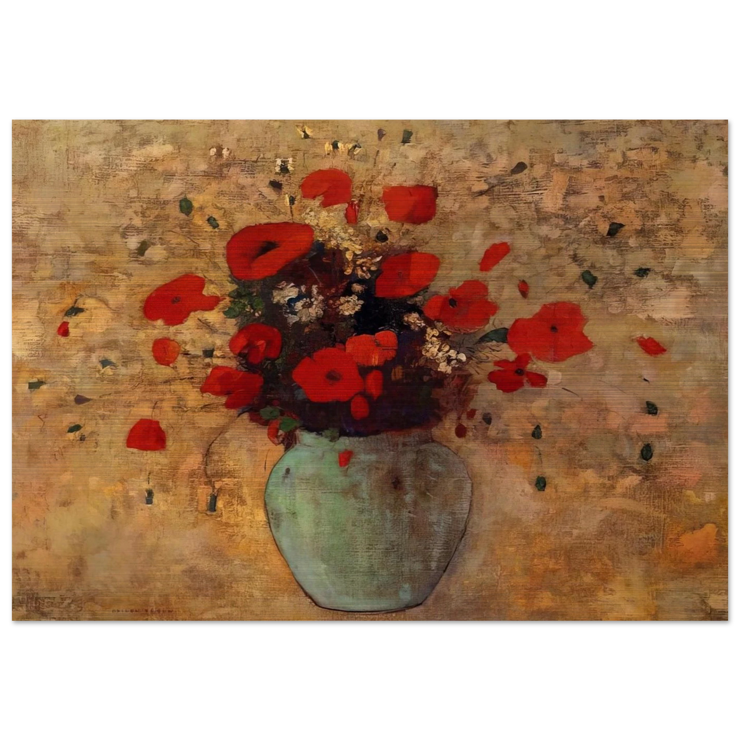 VASE OF POPPIES - Odilon Redon Brushed Aluminum Print - 70x100 cm / 28x40 inches | Odilon Redon Aluminum Print | Odilon Redon Prints