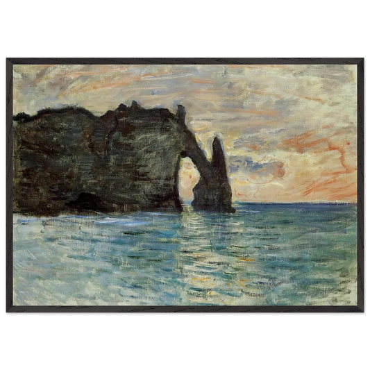 The Manneport Cliff at Etretat - claude monet 70x100 cm / 28x40 inches Framed Art Print – Black Wooden Frame