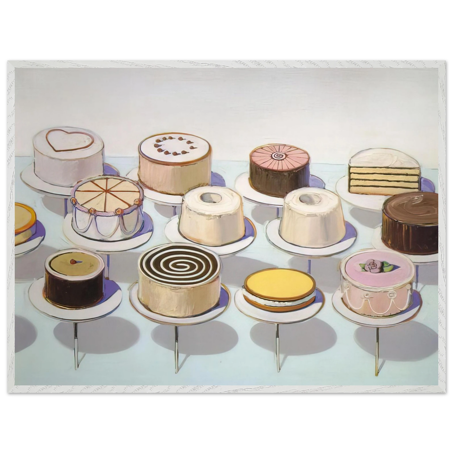 Wayne Thiebaud - Cakes - 1963 Wall Art - 21x29.7 cm / 8x12" - Premium Wooden Framed Poster With Fine Art Paper - Wood frame