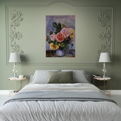 Roses in a Vase - Pierre-Auguste Renoir Brushed Aluminum Print - 70x100 cm / 28x40 inches | Pierre-Auguste Renoir Aluminum Print | Pierre-Auguste Renoir Prints
