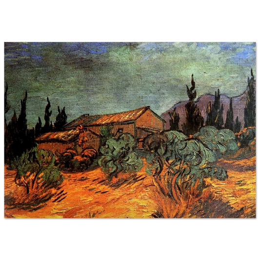 Wooden Sheds - Vincent van Gogh Brushed Aluminum Print - 70x100 cm / 28x40 inches | Vincent van Gogh Aluminum Print | Vincent van Gogh Prints