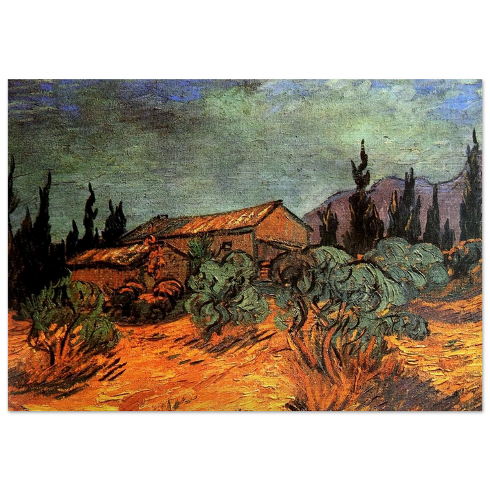 Wooden Sheds - Vincent van Gogh Brushed Aluminum Print - 70x100 cm / 28x40 inches | Vincent van Gogh Aluminum Print | Vincent van Gogh Prints