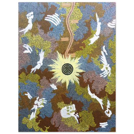 Clifford Possum Tjapaltjarri - Lightning Dreaming  Mount Allen - 1990  75x100 cm / 30x40inches Fine Art Poster