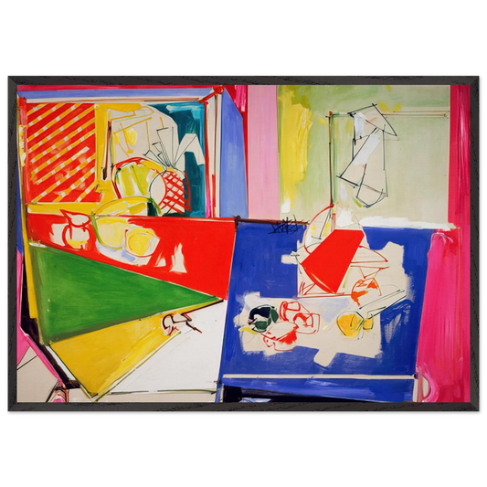 Magenta and Blue - Hans Hofmann 70x100 cm / 28x40 inches Framed Art Print – Black Wooden Frame