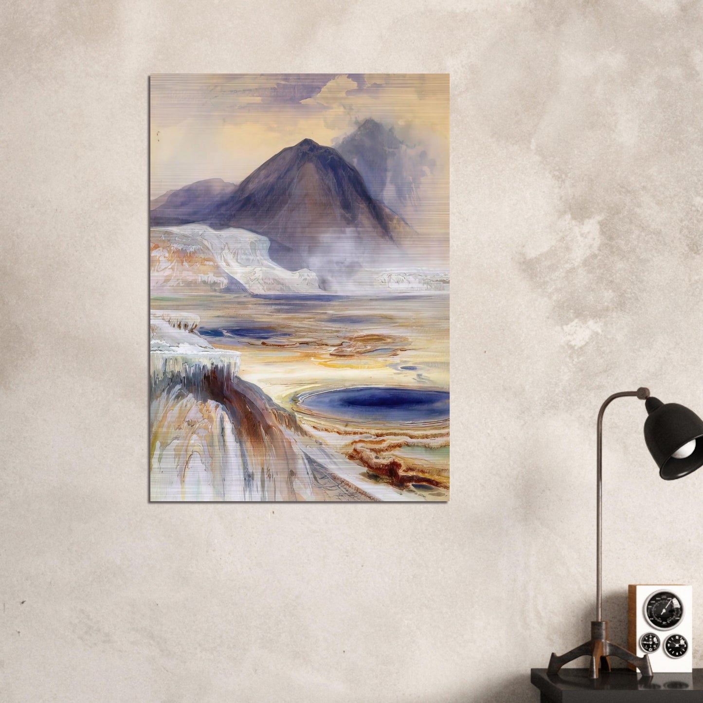 Mammoth Hot Springs Yellowstone - Thomas Moran Brushed Aluminum Print - 70x100 cm / 28x40 inches | Thomas Moran Aluminum Print | Thomas Moran Prints