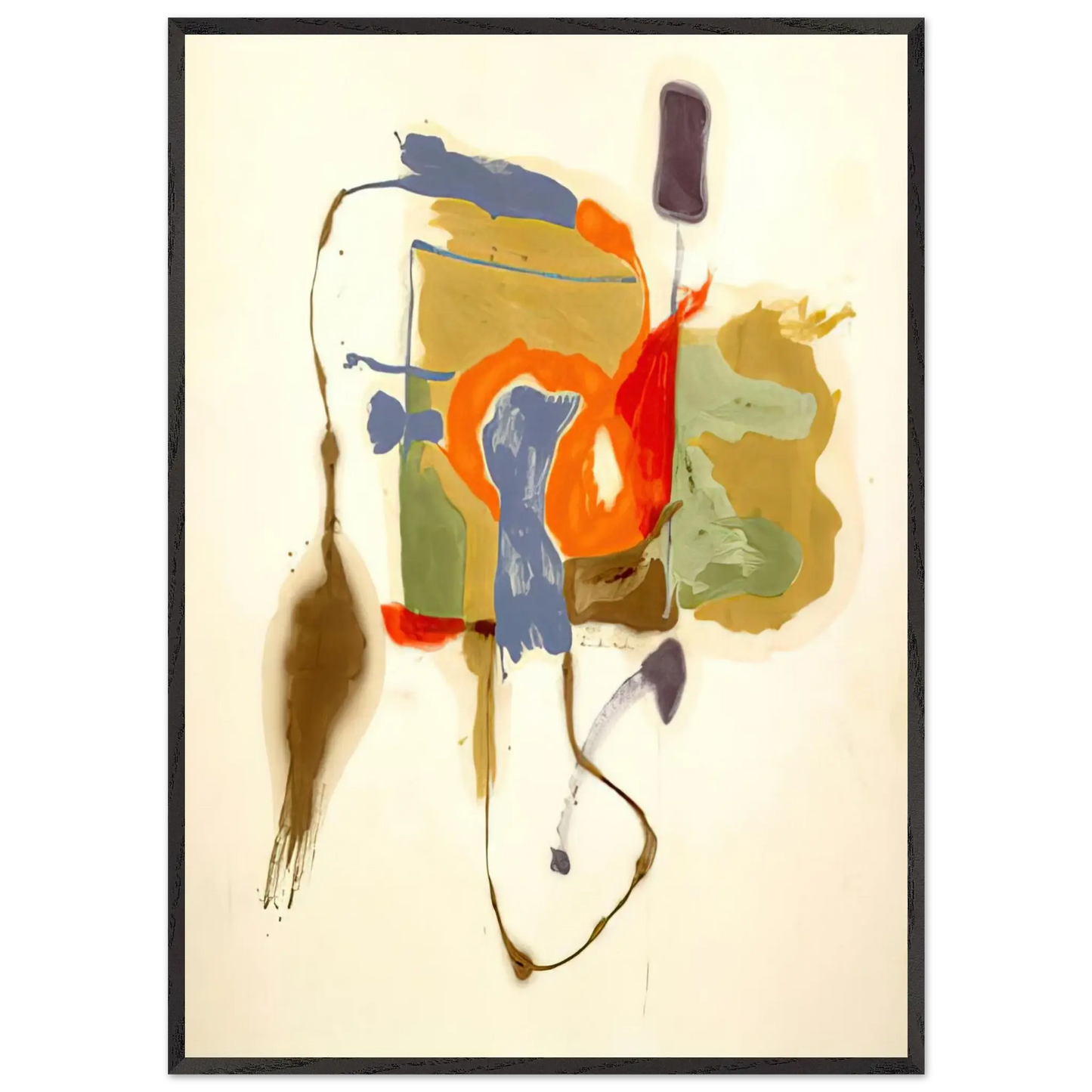 Helen Frankenthaler - Blue Form in a Scene - 1961 Wall art - 21x29.7 cm / 8x12" - Premium Wooden Framed Poster With Fine Art Paper - Wood frame