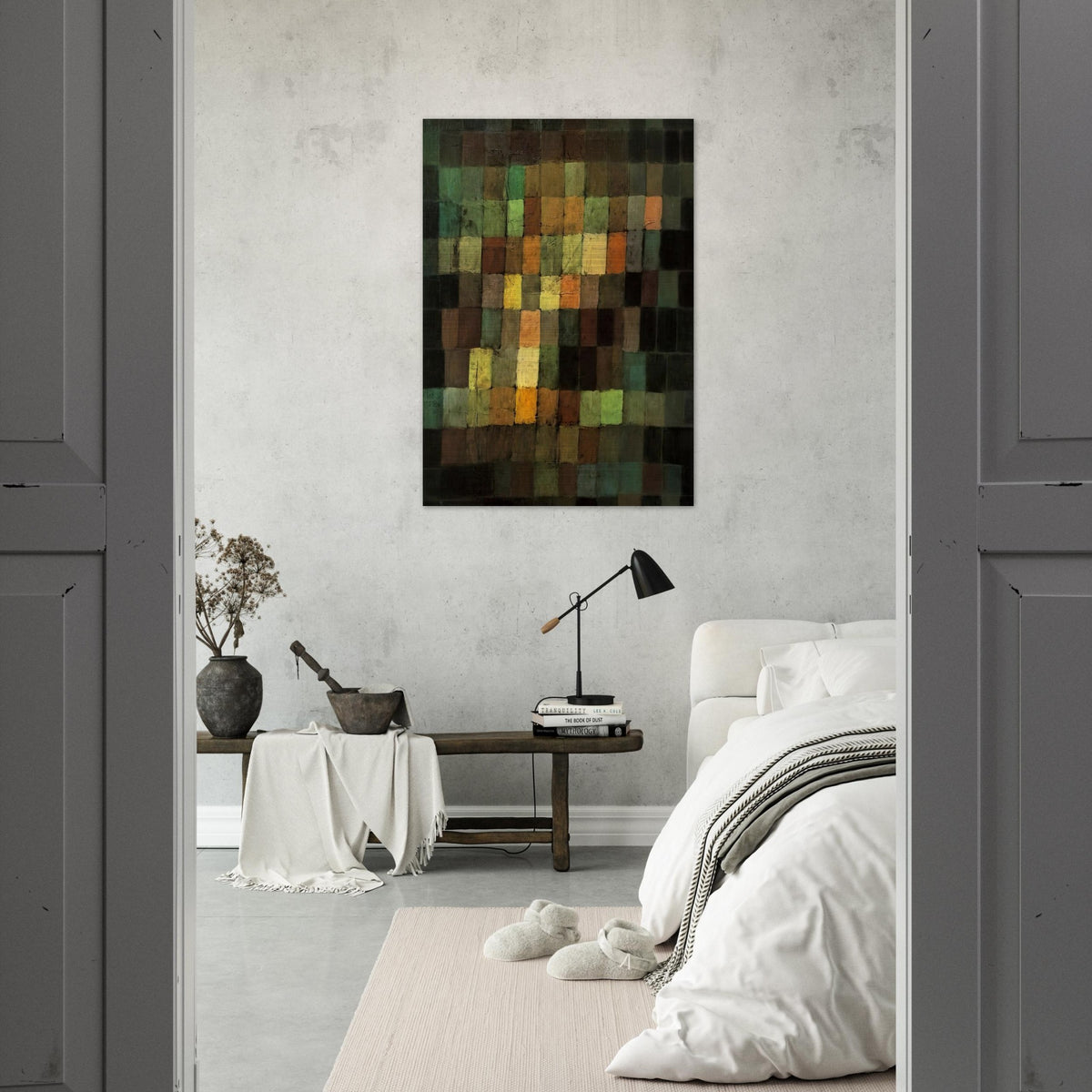ANCIENT SOUND ABSTRACT ON BLACK BACKGROUND 1925 - Paul Klee Brushed Aluminum Print - 70x100 cm / 28x40 inches | Paul Klee Aluminum Print | Paul Klee Prints
