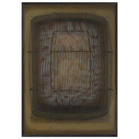 Espejo dorado - Art Informel - Manuel Rivera 70x100 cm / 28x40 inches Framed Art Print – Black Wooden Frame