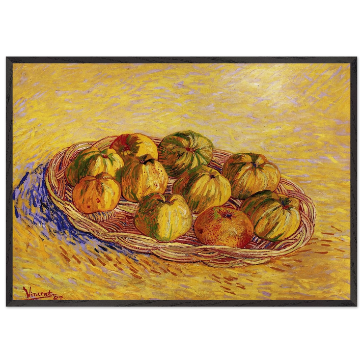 Still Life with Basket of Apples - Vincent van Gogh 70x100 cm / 28x40 inches Framed Art Print – Black Wooden Frame