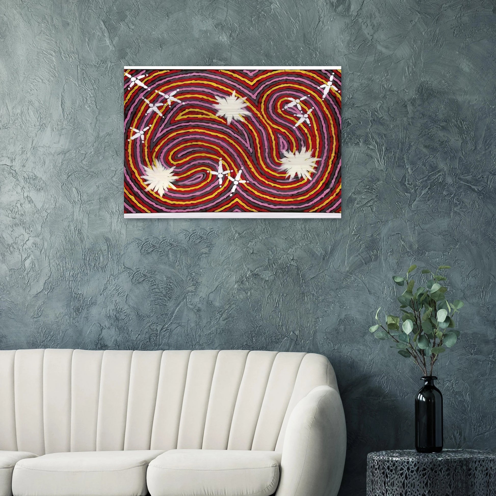 Rêve Ver De Terre Et Du Corbeau - 1999 - Clifford Possum Tjapaltjarri Brushed Aluminum Print - 70x100 cm / 28x40 inches | Clifford Possum Tjapaltjarri Aluminum Print | Clifford Possum Tjapaltjarri Prints