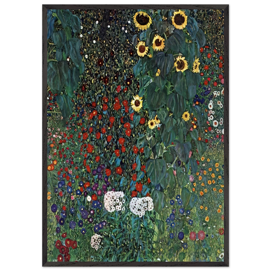 COUNTRY GARDEN WITH SUNFLOWERS 1906 - Gustav Klimt 70x100 cm / 28x40 inches Framed Art Print – Black Wooden Frame