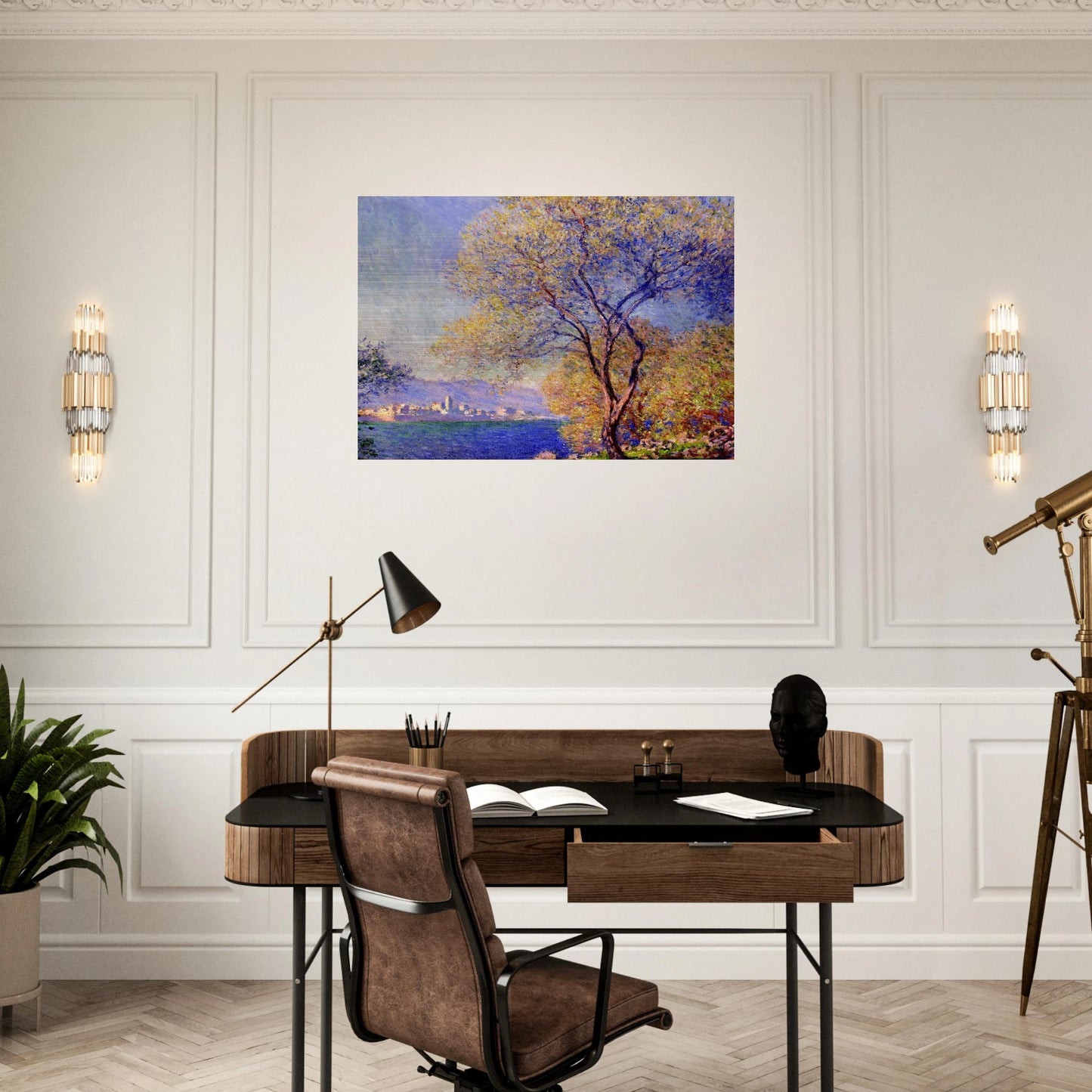 Antibes Seen from the Salis Gardens 01 - claude monet Brushed Aluminum Print - 70x100 cm / 28x40 inches | claude monet Aluminum Print | claude monet Prints