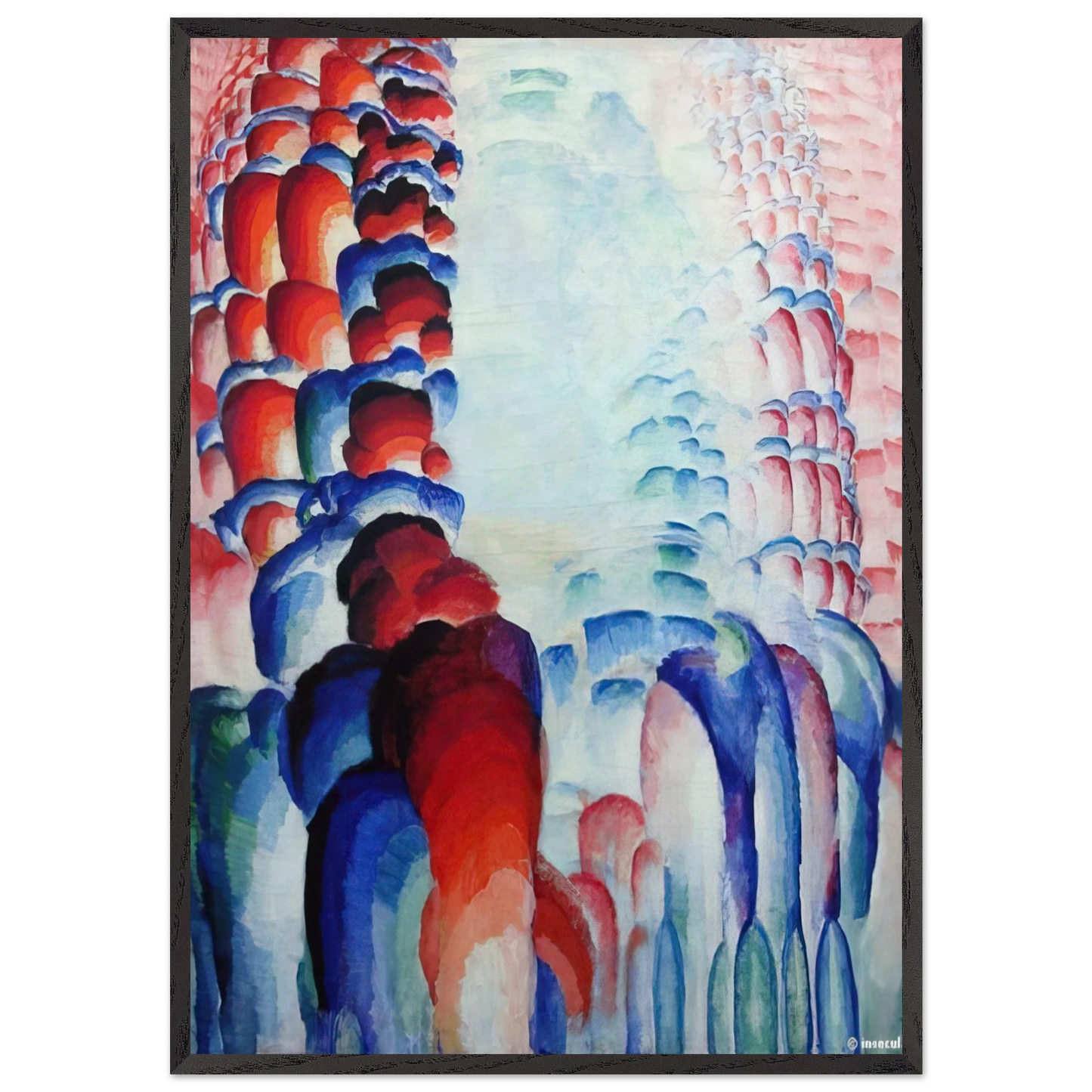 Hindu Motif or Graduated Red - Frantisek Kupka 70x100 cm / 28x40 inches Framed Art Print – Black Wooden Frame