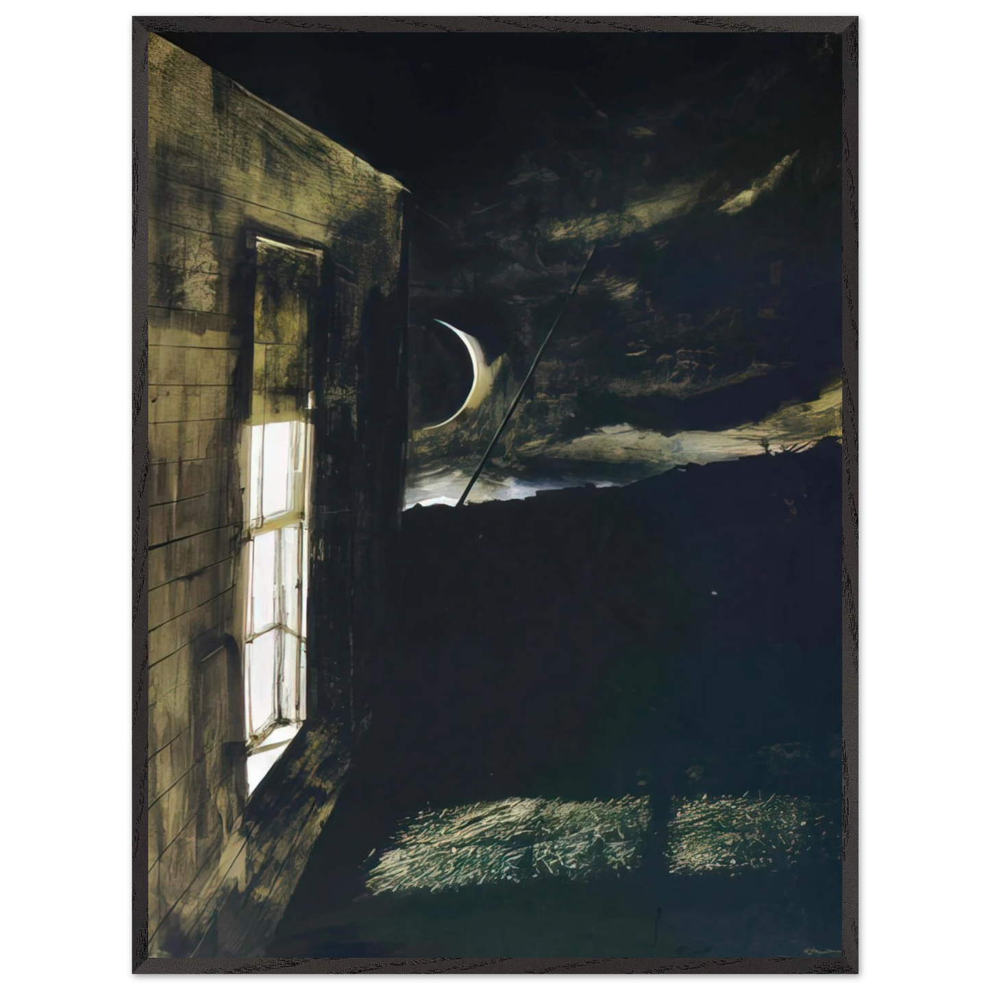 Andrew Wyeth - CRESCENT MOON Wall Art - 30x40 cm / 12x16 inches - Premium Wooden Framed Poster With Fine Art Paper-canvas - White frame