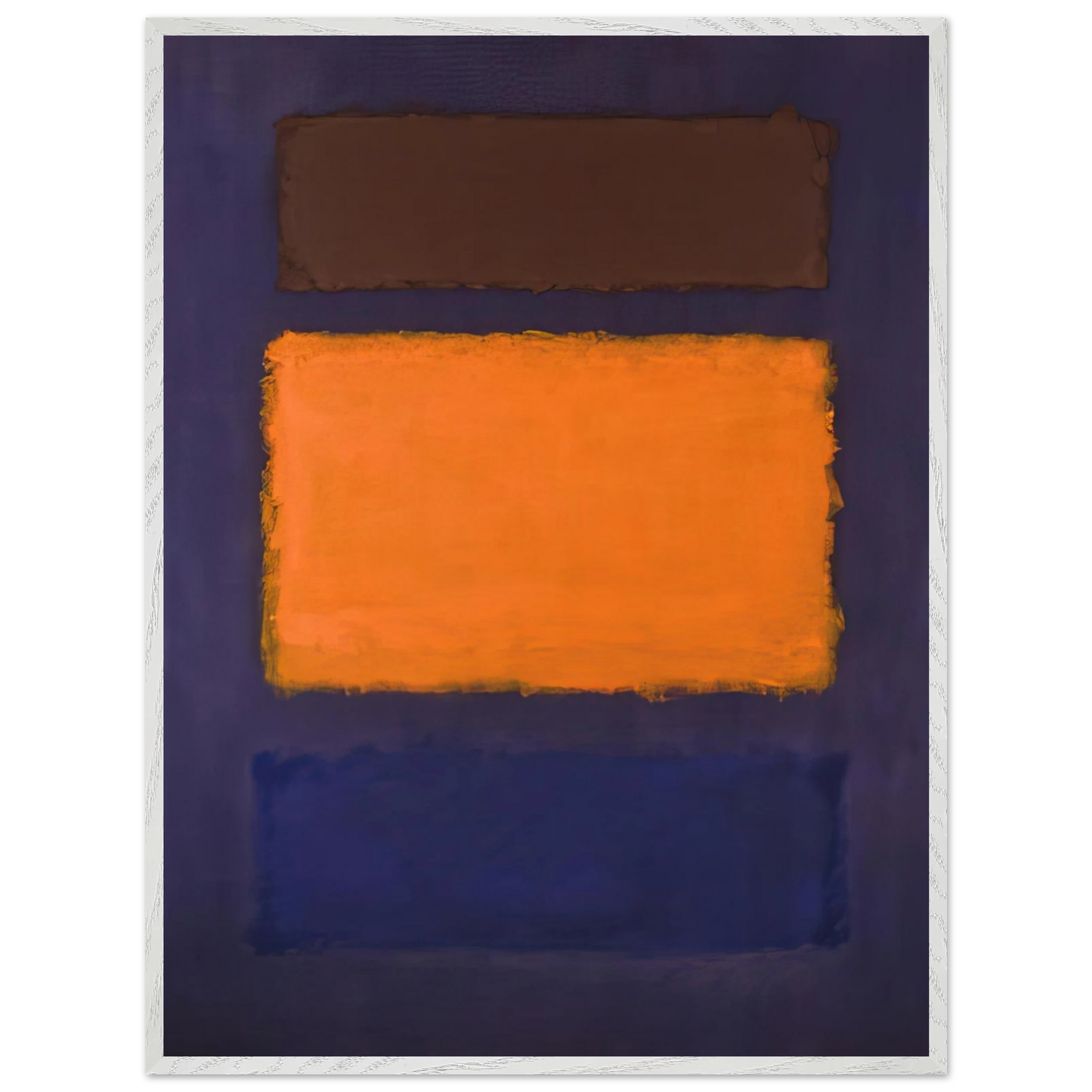 Mark Rothko - Brown, Orange, Blue on Maroon - c.1963  United States Wall Art - 21x29.7 cm / 8x12" - Premium Wooden Framed Poster With Fine Art Paper-canvas - White frame