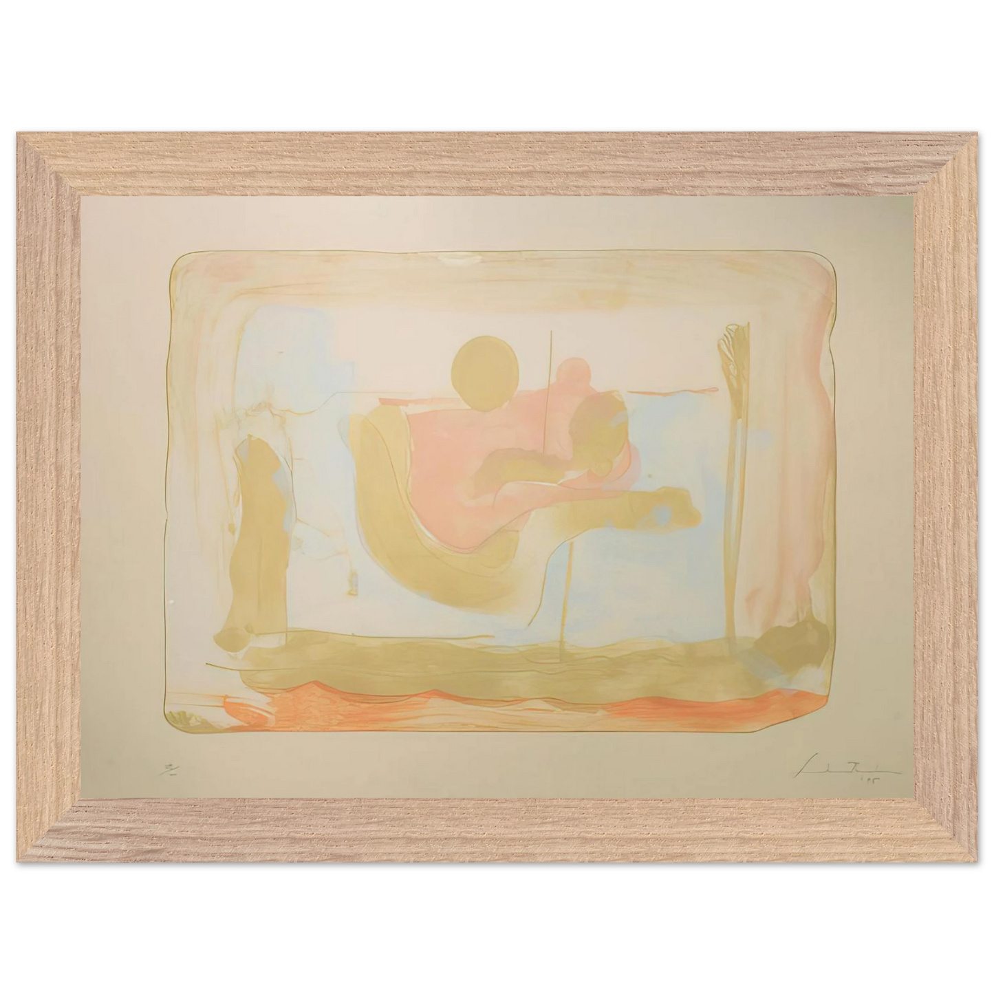Helen Frankenthaler - Reflections I - 1995 Wall art - A2 (42 x 59.4  cm) - Premium Wooden Framed Poster With Fine Art Paper-canvas - Black frame