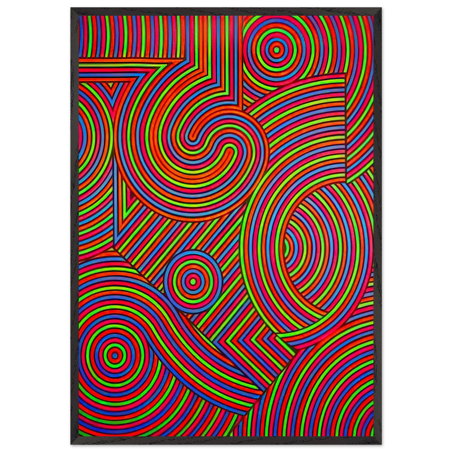 Tekers-MC - 1981 - Victor Vasarely 70x100 cm / 28x40 inches Framed Art Print – Black Wooden Frame