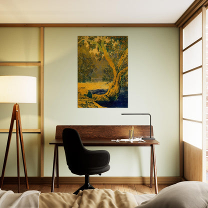 Study for Autumn Brook - Maxfield Parrish Brushed Aluminum Print - 70x100 cm / 28x40 inches | Maxfield Parrish Aluminum Print | Maxfield Parrish Prints