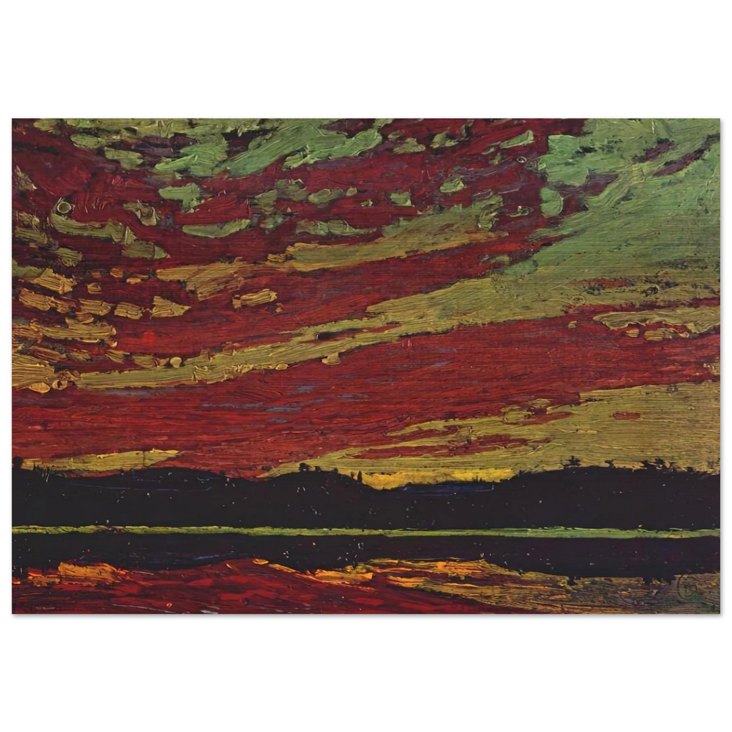 SUNSET 1915 - Tom Thomson Brushed Aluminum Print - 70x100 cm / 28x40 inches | Tom Thomson Aluminum Print | Tom Thomson Prints