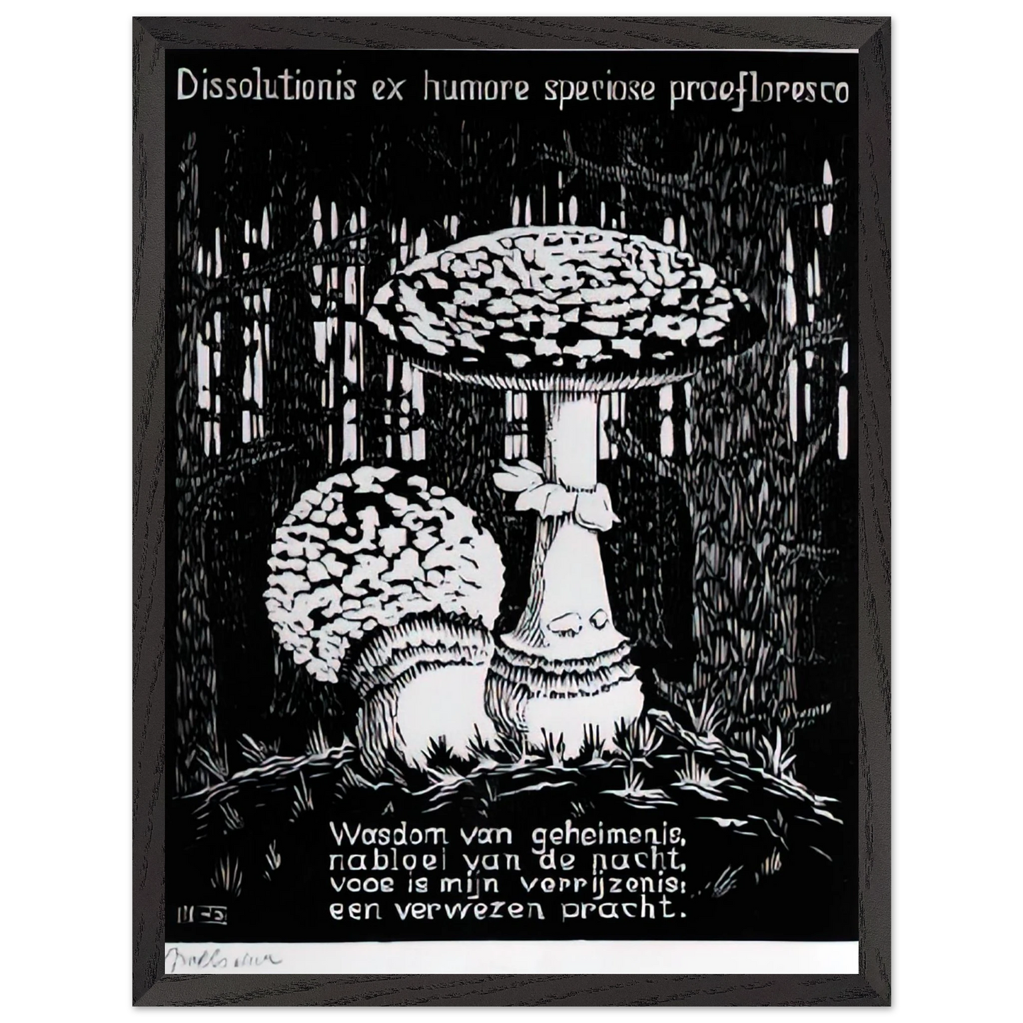 MC Escher - EMBLEMATA TOADSTOOL Wall Art - 30x40 cm / 12x16 inches - Premium Wooden Framed Poster With Fine Art Paper-canvas - Black frame