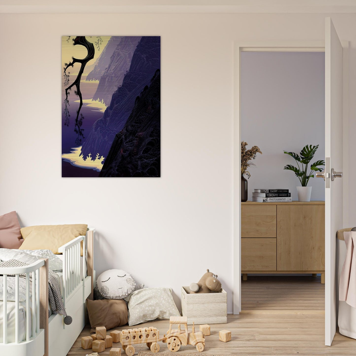 Purple Mist - Eyvind Earle Brushed Aluminum Print - 70x100 cm / 28x40 inches | Eyvind Earle Aluminum Print | Eyvind Earle Prints
