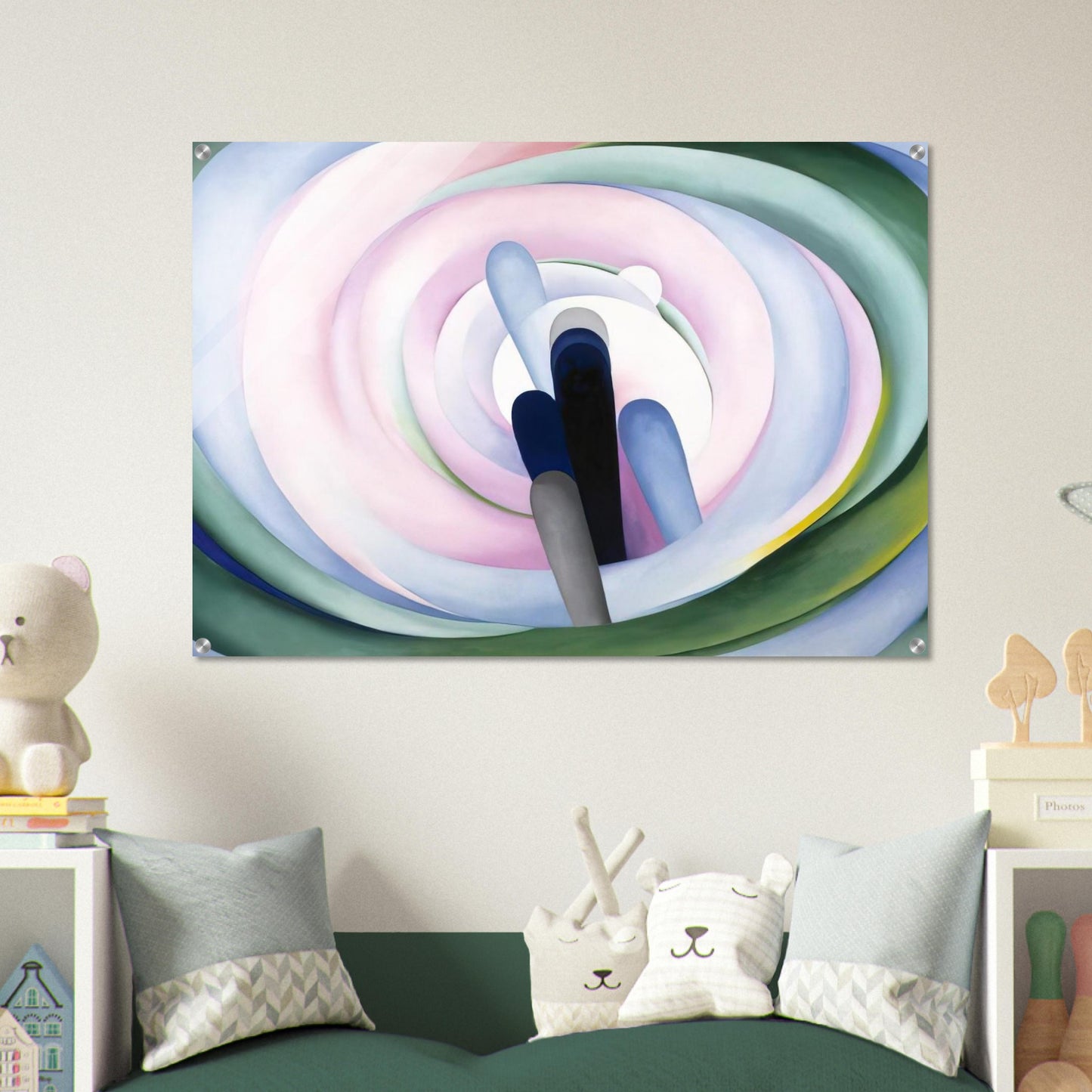 Grey Blue and Black, Pink Circle - Georgia O'Keeffe Acrylic Print - 70x100 cm / 28x40″ inches