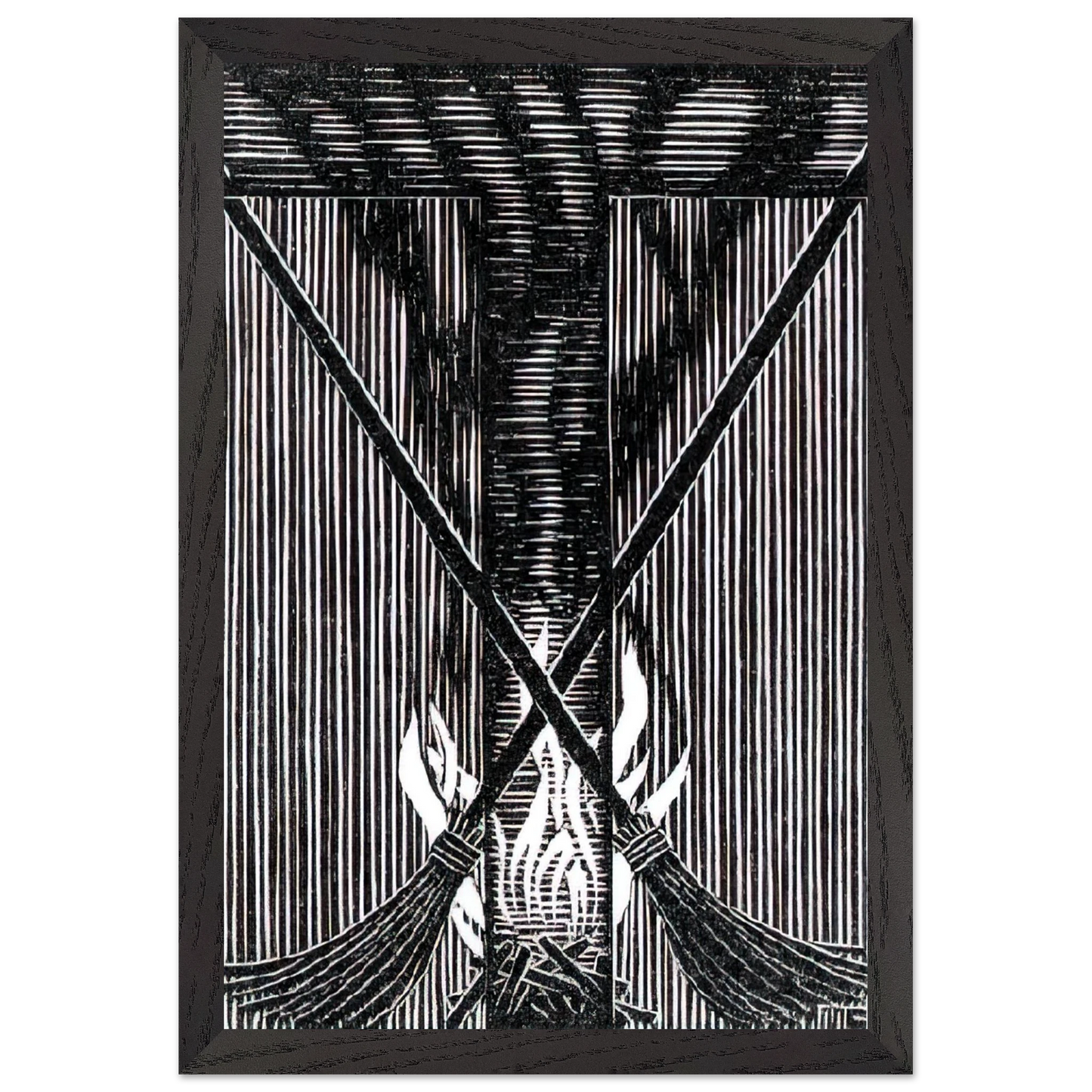 MC Escher - INITIAL T Wall Art - 30x40 cm / 12x16 inches - Premium Wooden Framed Poster With Fine Art Paper-canvas - Black frame