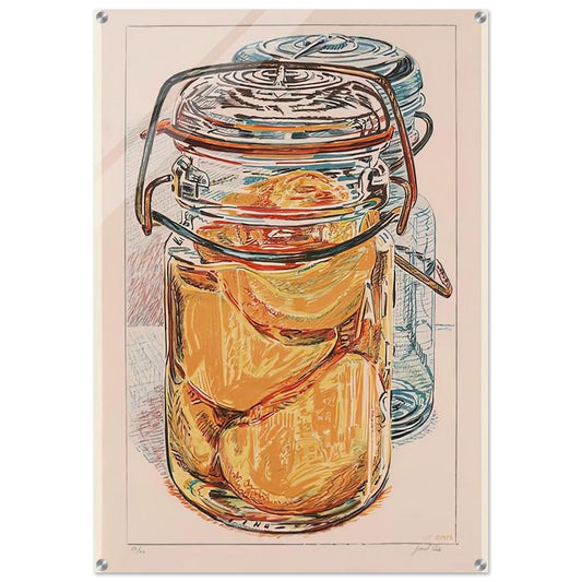 PRESERVED PEACHES 1975 - Janet Fish Acrylic Print - 70x100 cm / 28x40″ inches