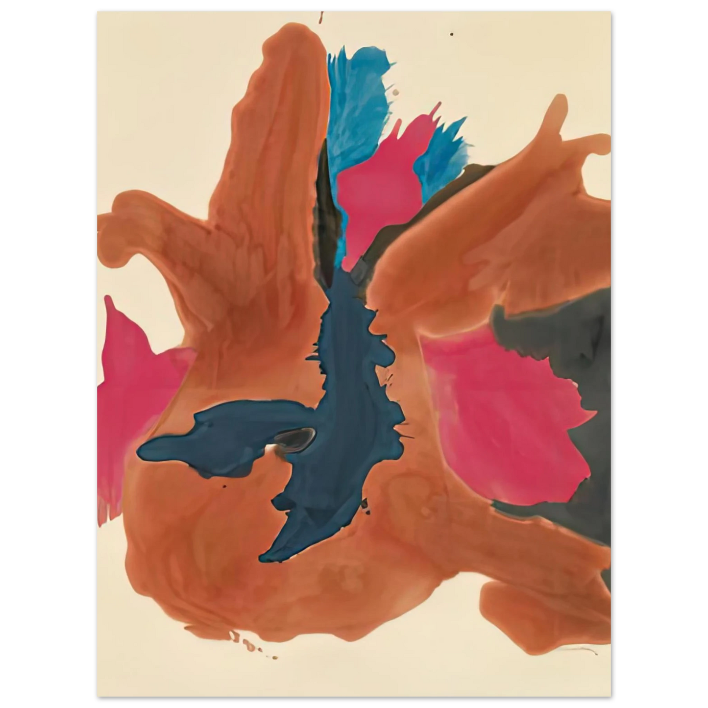 Helen Frankenthaler - Pink Lady, 1963- Wall Art - 60x80 cm / 24x32 inches - Premium Wooden Framed Poster With Fine Art Paper-canvas - White frame
