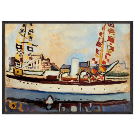 THE ENGLISH YACHT 1906 - Raoul Dufy 70x100 cm / 28x40 inches Framed Art Print – Black Wooden Frame