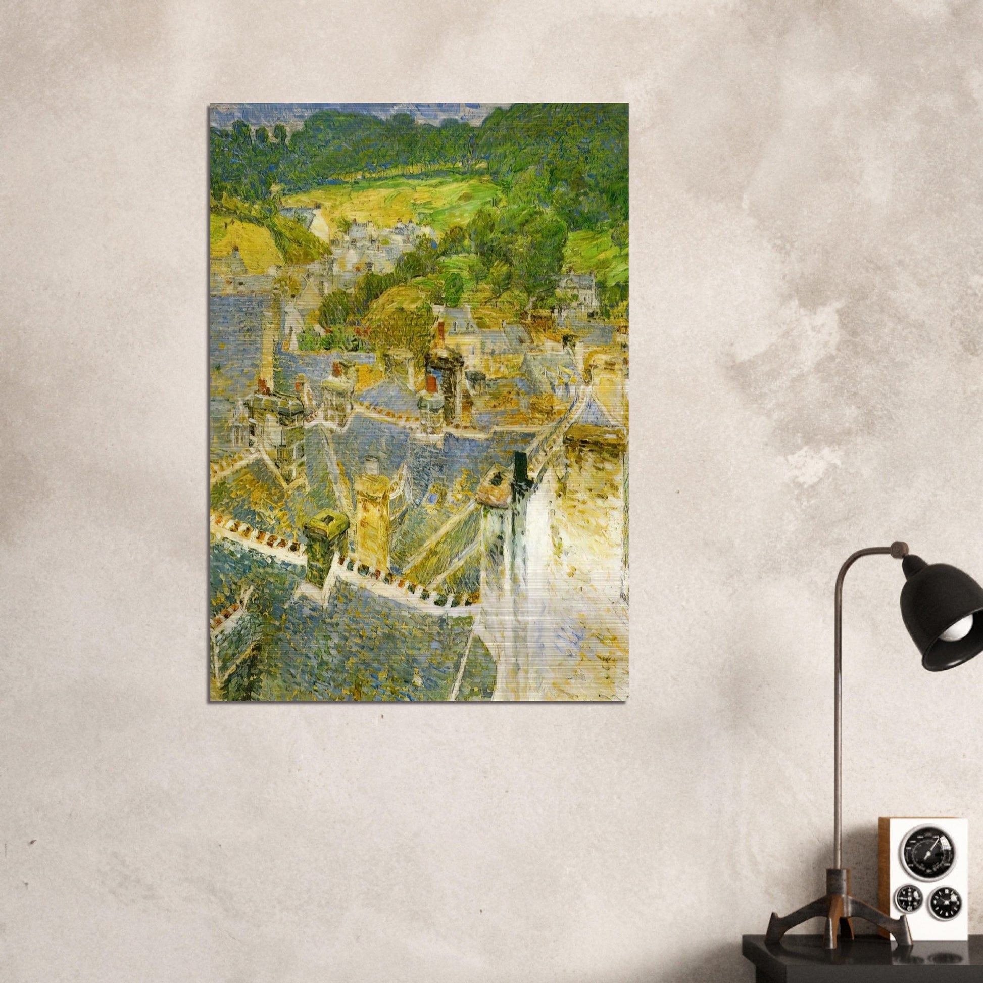 Rooftops, Pont-Aven - Childe Hassam Brushed Aluminum Print - 70x100 cm / 28x40 inches | Childe Hassam Aluminum Print | Childe Hassam Prints