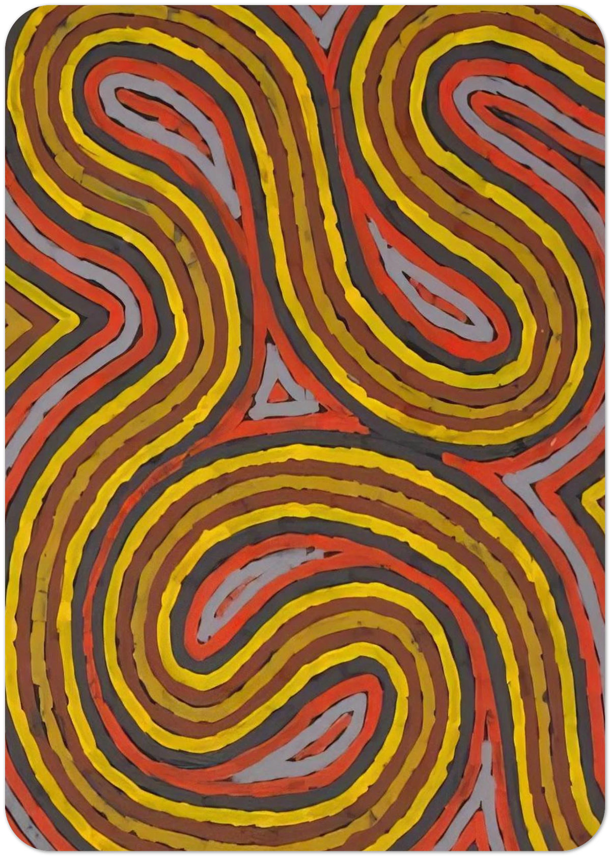 Narripi Worm Dreaming - 1997 By Clifford Possum Tjapaltjarri Pack of 10 Post Cards | Clifford Possum Tjapaltjarri Post Cards | A6 (10.5 x 14.8 cm) - 4.1 x 5.8 inches