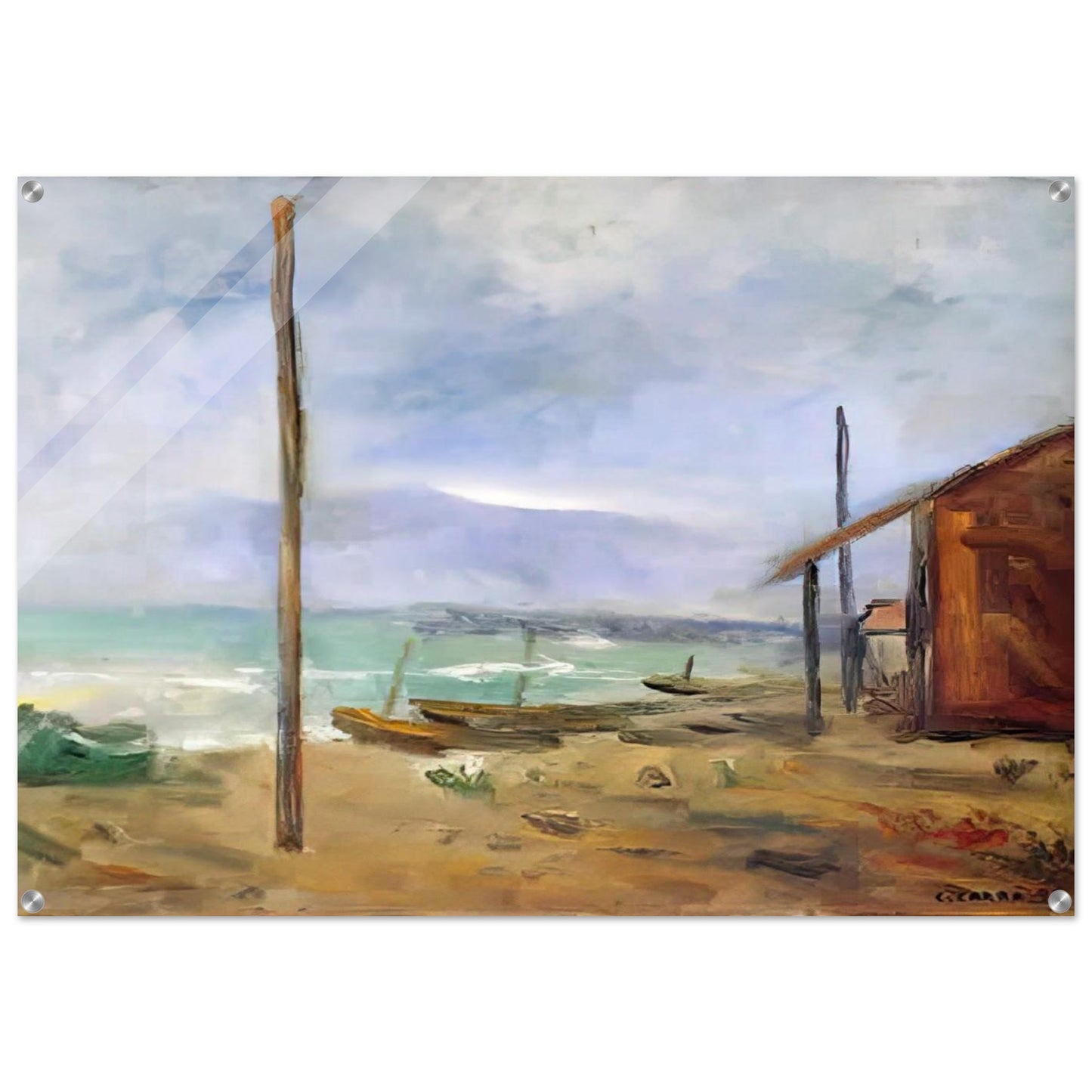 PIOGGIA AL MARE 1929 - Carlo Carra Acrylic Print - 70x100 cm / 28x40″ inches | Carlo Carra Wall Art | Carlo Carra Prints