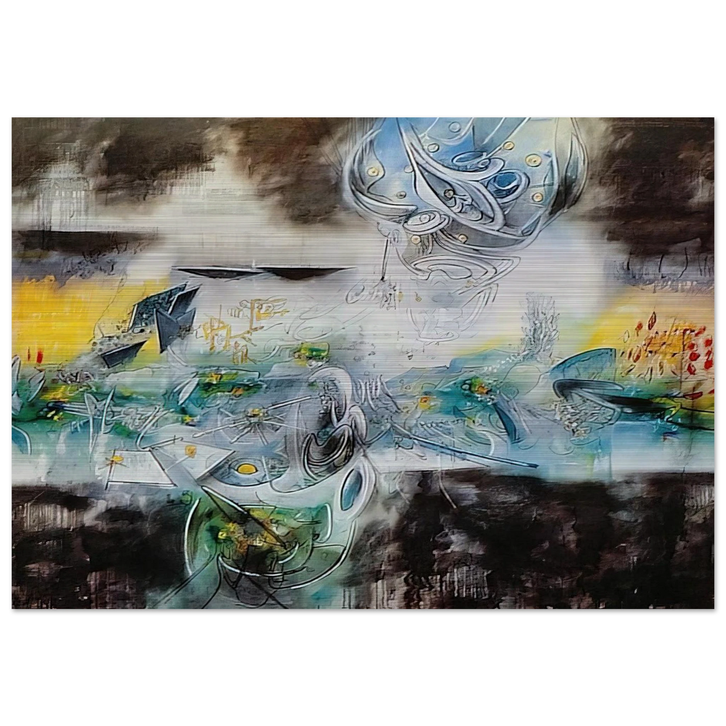 ABRIR EL CUBO Y ENCONTRAR LA VIDA - Roberto Matta Brushed Aluminum Print - 70x100 cm / 28x40 inches | Roberto Matta Aluminum Print | Roberto Matta Prints