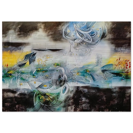 ABRIR EL CUBO Y ENCONTRAR LA VIDA - Roberto Matta Brushed Aluminum Print - 70x100 cm / 28x40 inches | Roberto Matta Aluminum Print | Roberto Matta Prints