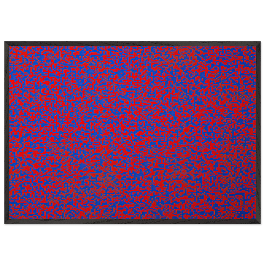 Random Distribution of 40000 Squares Using the Odd and Even Numbers of a Telephone Directory detail - 1971 - Francois Morellet 70x100 cm / 28x40 inches Framed Art Print – Black Wooden Frame