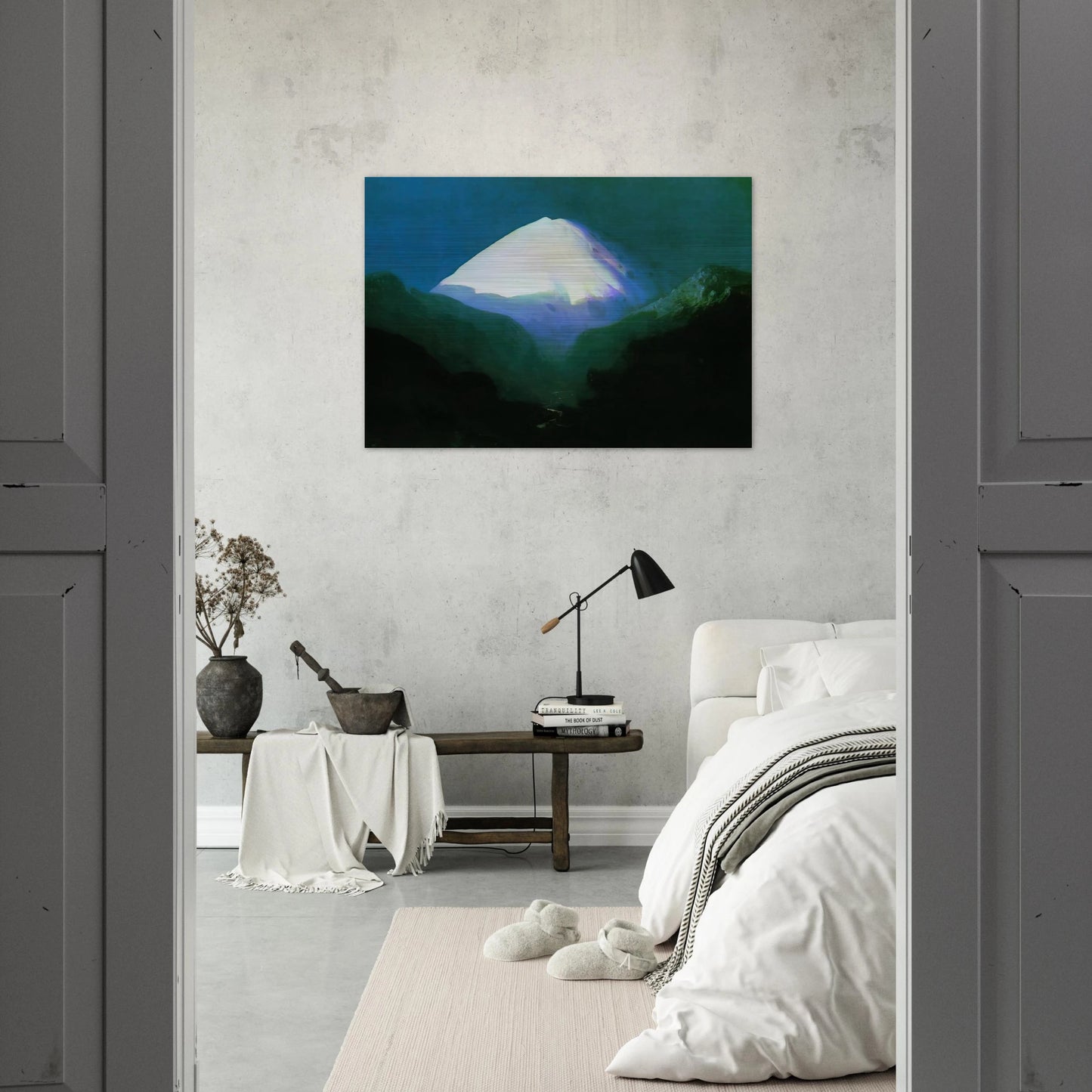 Elbrus. Moonlit Night - Arkhyp Kuindzhi Brushed Aluminum Print - 70x100 cm / 28x40 inches | Arkhyp Kuindzhi Aluminum Print | Arkhyp Kuindzhi Prints