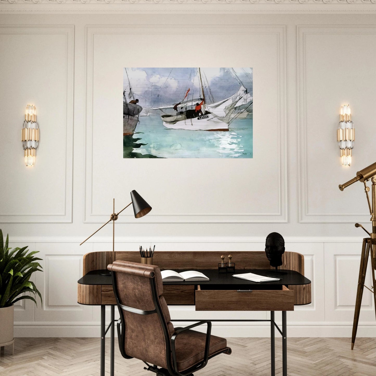 FISHING BOATS KEY WEST - Winslow Homer Brushed Aluminum Print - 70x100 cm / 28x40 inches | Winslow Homer Aluminum Print | Winslow Homer Prints