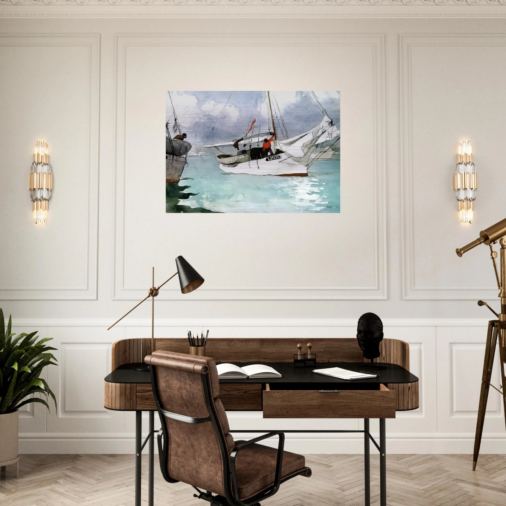 FISHING BOATS KEY WEST - Winslow Homer Brushed Aluminum Print - 70x100 cm / 28x40 inches | Winslow Homer Aluminum Print | Winslow Homer Prints