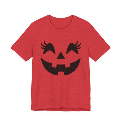 Jack O'Lantern Gesicht Kürbis Wimpern Halloween Damen Mädchen T-Shirt