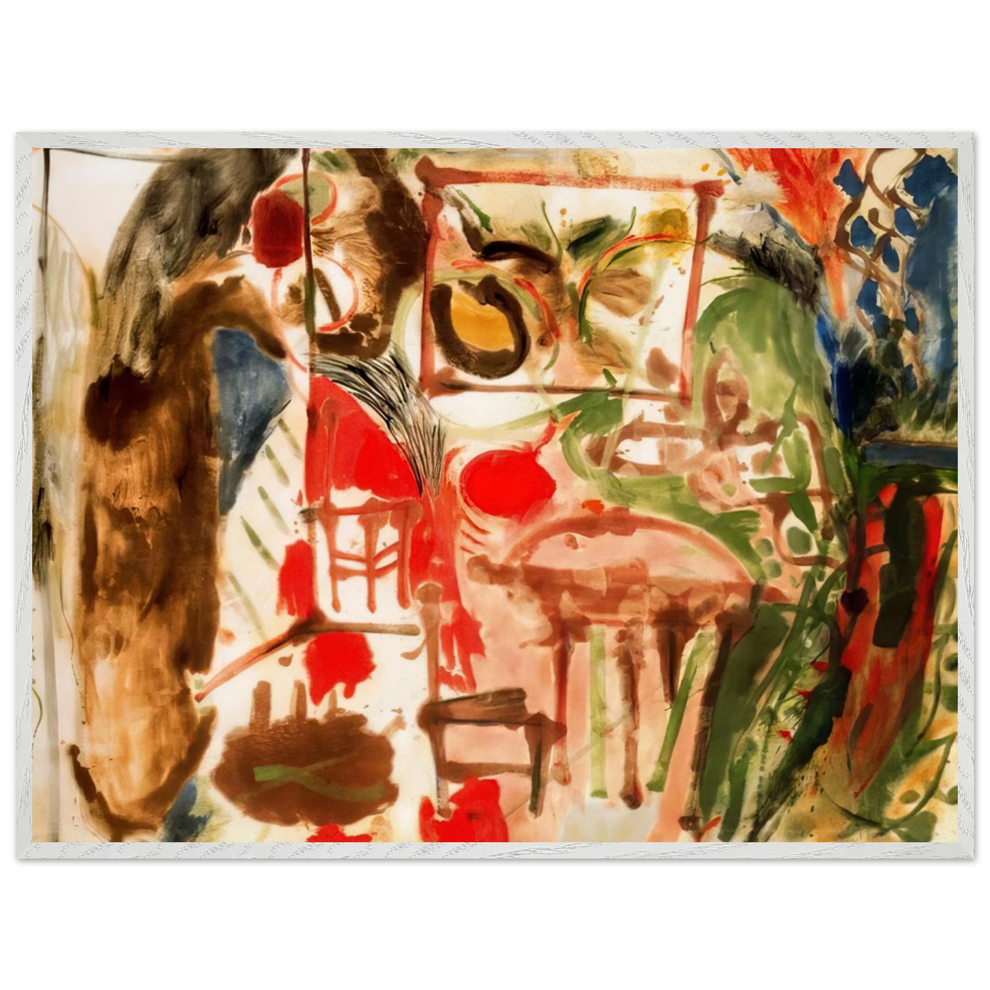 Helen Frankenthaler - Interior - 1957 Wall art - 28x43  cm / XL (11x17 inches) - Premium Wooden Framed Poster With Fine Art Paper-canvas - Black frame