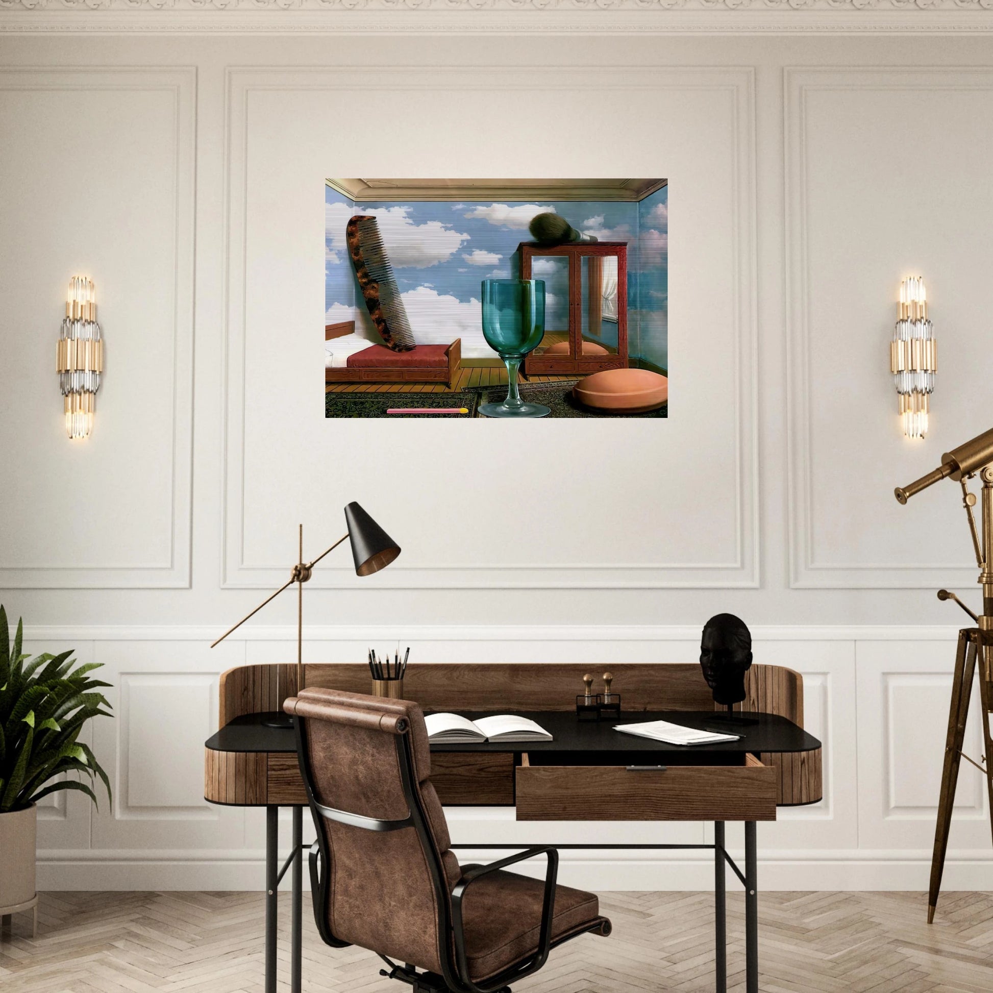 PERSONAL VALUES 1952 - Rene Magritte Brushed Aluminum Print - 70x100 cm / 28x40 inches | Rene Magritte Aluminum Print | Rene Magritte Prints