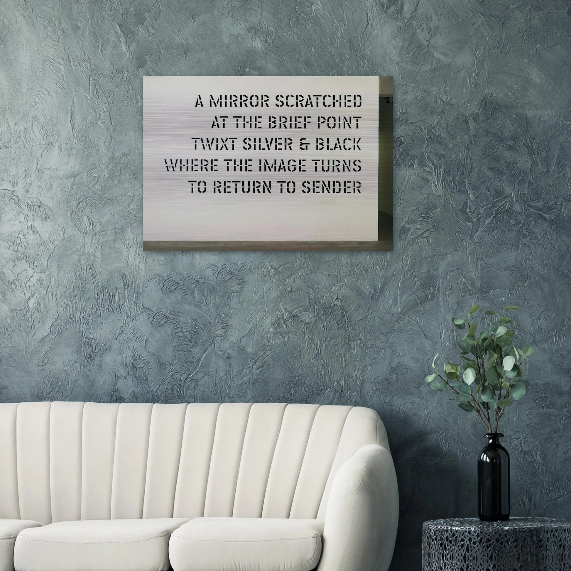 A Mirror Scratched... - 2004 - Lawrence Weiner Brushed Aluminum Print - 70x100 cm / 28x40 inches | Lawrence Weiner Aluminum Print | Lawrence Weiner Prints
