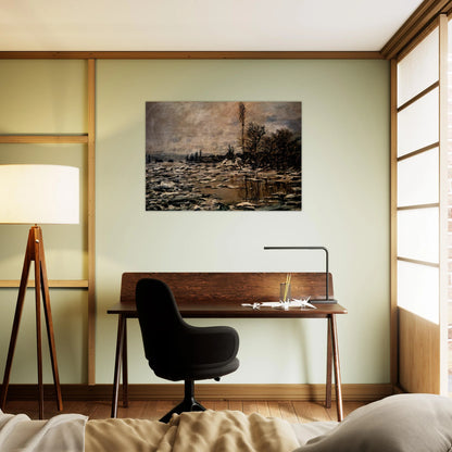 The Break-up of the Ice - claude monet Brushed Aluminum Print - 70x100 cm / 28x40 inches | claude monet Aluminum Print | claude monet Prints