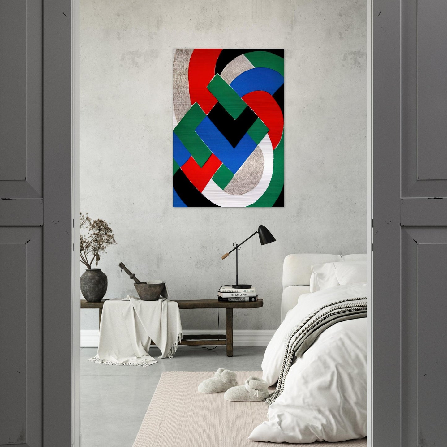 COMPOSITION WITH GREEN AND BLUE - Sonia Delaunay Brushed Aluminum Print - 70x100 cm / 28x40 inches | Sonia Delaunay Aluminum Print | Sonia Delaunay Prints