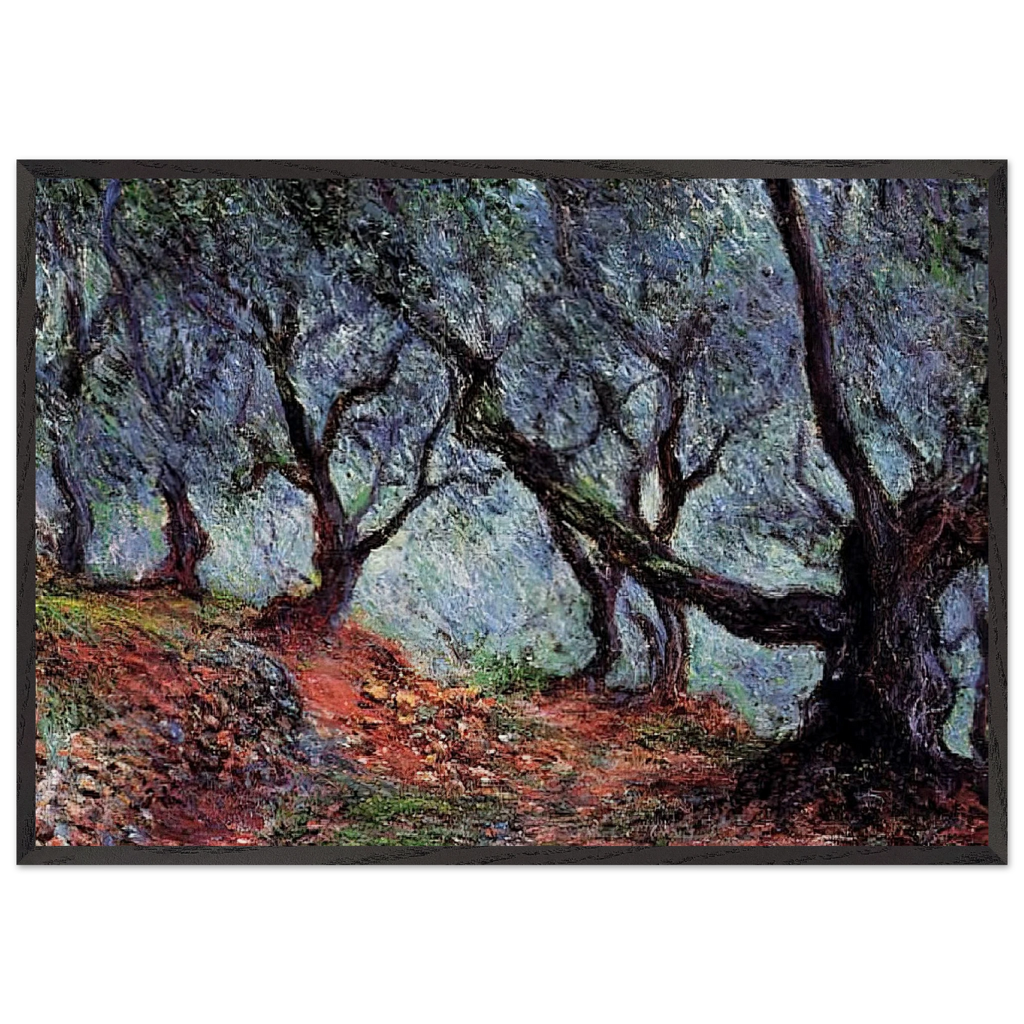 Grove of Olive Trees in Bordighera - claude monet 70x100 cm / 28x40 inches Framed Art Print – Black Wooden Frame