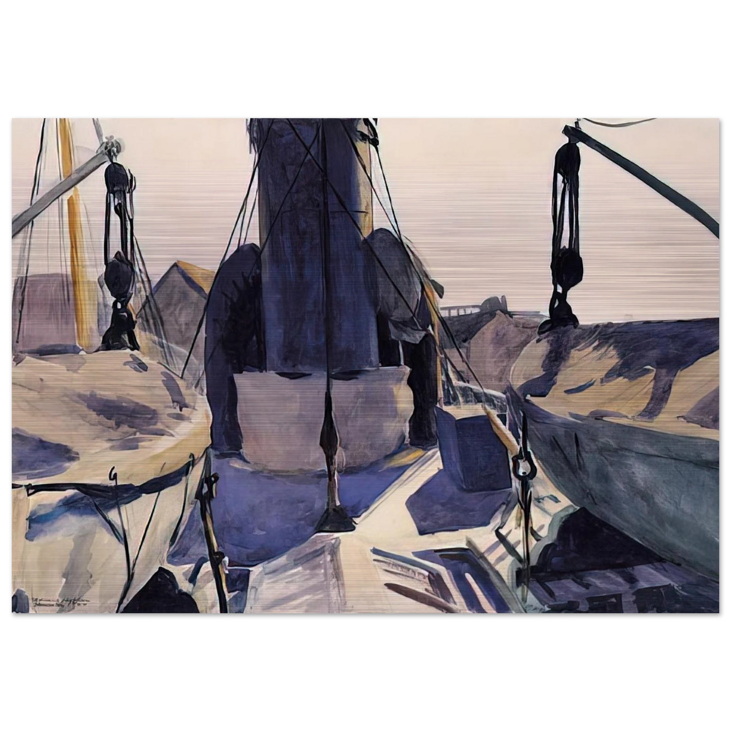 Funnel of Trawler - Edward Hopper Brushed Aluminum Print - 70x100 cm / 28x40 inches | Edward Hopper Aluminum Print | Edward Hopper Prints