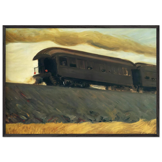 Railroad Train - Edward Hopper 70x100 cm / 28x40 inches Framed Art Print – Black Wooden Frame