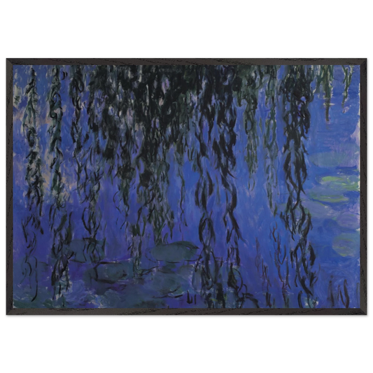 Water Lilies and Weeping Willow Branches - claude monet 70x100 cm / 28x40 inches Framed Art Print – Black Wooden Frame
