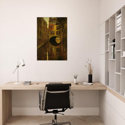 HOUSE OVER THE BRIDGE - Diego Rivera Brushed Aluminum Print - 70x100 cm / 28x40 inches | Diego Rivera Aluminum Print | Diego Rivera Prints